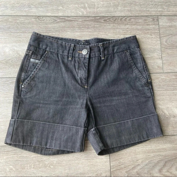 Sisley Black Washed Cuffed Jean Shorts  6” - Picture 1 of 10